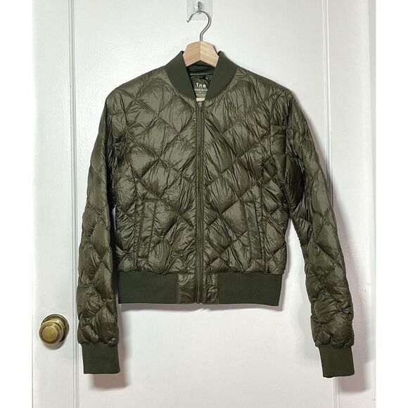 Aritzia Tna League Army Olive Green Bomber Quilted Down Jacket Womens Size S - Picture 1 of 9